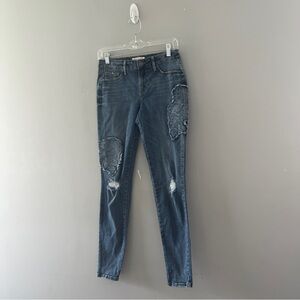 Jessica Simpson Kiss Me Super Skinny Distressed Blue Jeans Womens Size 27
